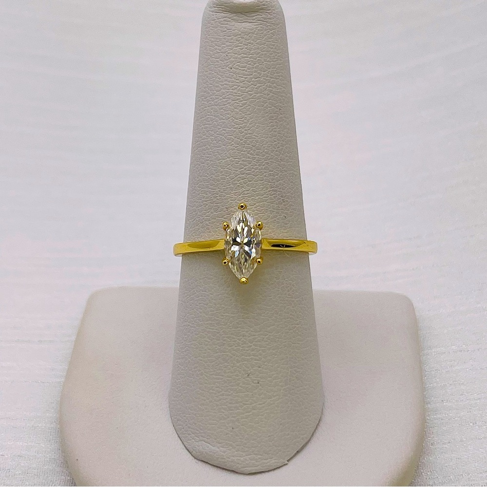 1 CT Moissanite Marquise Solitaire Gold Ring